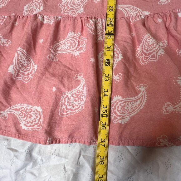 PatPat Pink Boho Paisley Midi Dress XL Short Puff Sleeves V-Neck 100% Viscose Ru - Picture 16 of 16